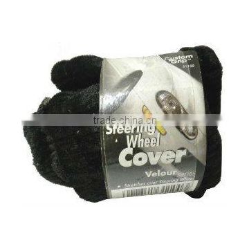 Custom Grip Black Stretch Velour Steering Wheel Cover