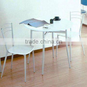 White steel tube MDF dining table and chairs for couple