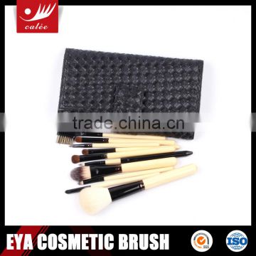 10-piece cosmetic makeup brush set with Al-ferrule and Wooden Handle