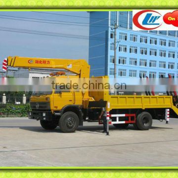 Dongfeng 4*2 flat deck truck , truck with crane,truck mounted crane