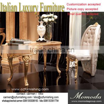 Momoda luxury fancy gold Baroque Italy antique office furniture study room desk and chair solid wood home office furniture set