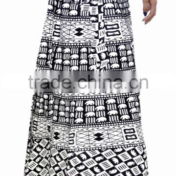 Smart Black / White Animal Print Long Skirt