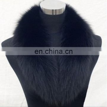 Black large pattern real fox fur shawl collar for lady garment winter warm