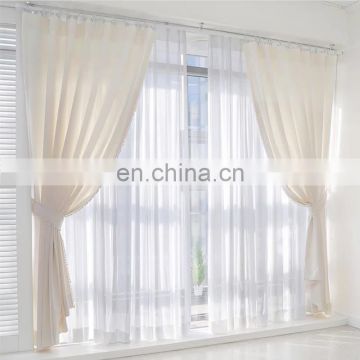 Wholesale cheap decoration clear polyester long shade white sheer curtain fabric for hotel living room and office
