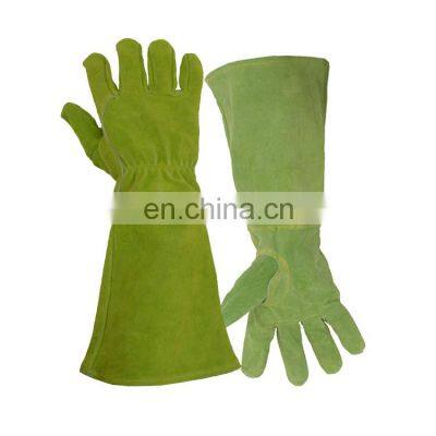 HANDLANDY Custom cowhide Leather Gardening Gloves, Long length sleeve garden gloves