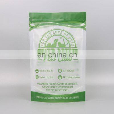 Food grade custom printed stand up pouch ziplock resealable snack pouch for natural pets food packaging