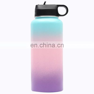 Fashionable Hot 64oz Vacuum Insulation Gradient Color Thermo Water Bottle With Customized Logo Stainless Steel Thermal Flask