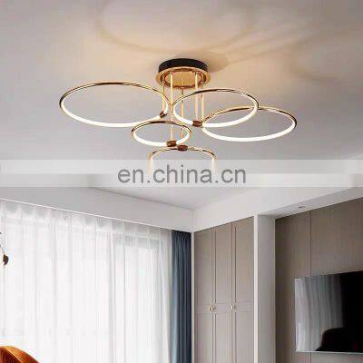 New Modern Simple Golden Ceiling Light Living Room Bedroom Chandelier Study Room Iron Pendant Lamp