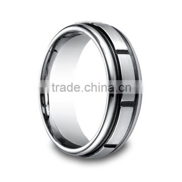 Raised Center with Blackened Grooves Cobalt Ring for Wholesale
