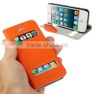 Smart Pocket Callid Caller ID Leather Case Cover with Holder for iPhone 5