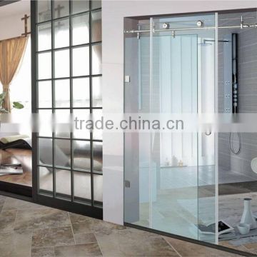 Wall to wall stainless steel glass sliding shower panel /shower door