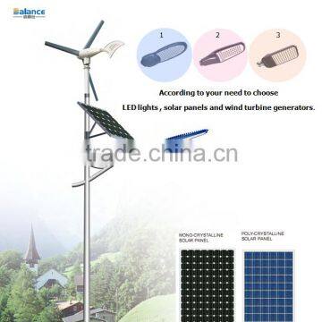 Solar power energy LED street light pole with wind turbine