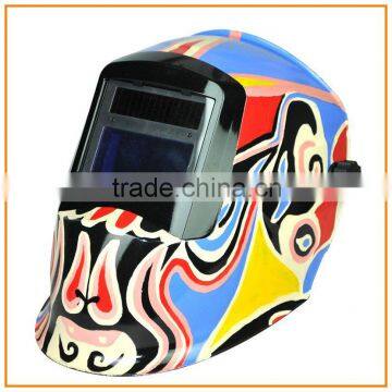 Beijing Opera pattern auto darkening solar powered welding helmet