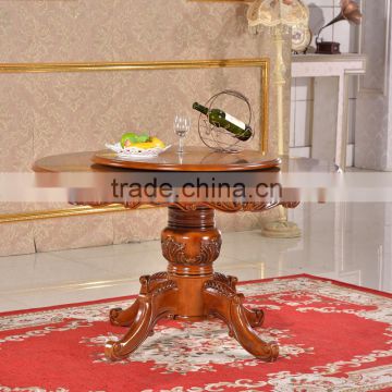 Round Shape wooden furniture reclaimed rubber wood dining table with turntable
