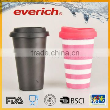 Promotional custom plain 250ml double wall ceramic mug
