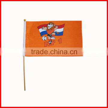 14*21cm Cheap Custom Hand Flag With Plastic Pole