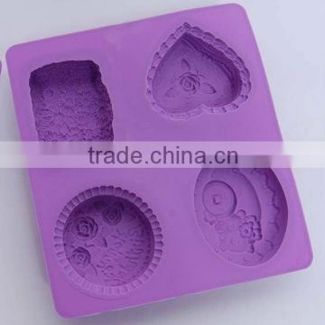 4 cavities handmade silicone flower soap molds