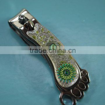 ZJQ-054 Foot shape carbon steel with pretty pattern film wholesale nail clipper