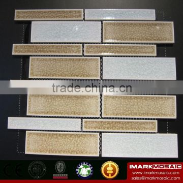 IMARK Mixed White And Beige Color Crackled Glazed Mosaic Tile By Porcelain Mosaic Tile For Mosaic Wall Decoration