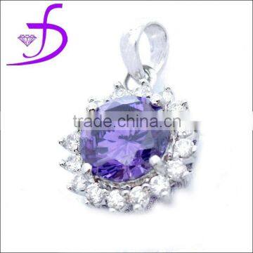 Purple CZ silver925 pendant rhodium plated 925 China jewelry silver