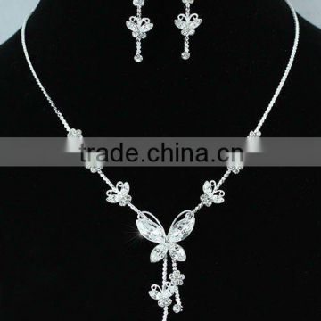 Bridal Butterfly Rhinestone Necklace Earrings Set CS1077