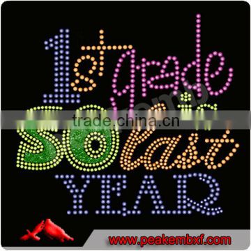 Colorful Iron On Glitter Letter 1St Grade Transfer For T-Shirt Hoodies