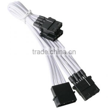 4 Pin IDE To 3x LP4 Extension 55cm - Sleeved Cable White / Black