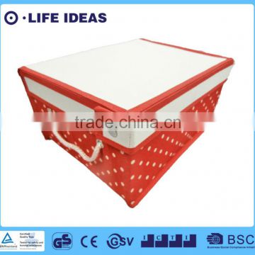 Non-woven fabric flowers printing storage box with lid covered red