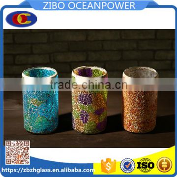 Glass Candleholder colored mosaic decor glass vase