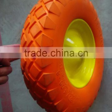 Square pattern PU foam wheel 4.00-8 with plastic hub