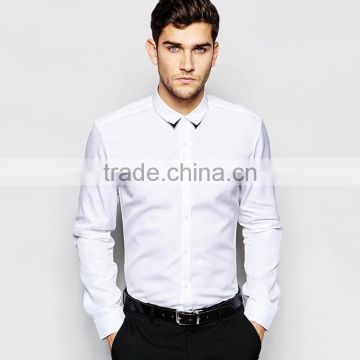 Slim Stretch Cotton Smart Shirt Contrast Tip Collar Mens Dress Shirt And Pants