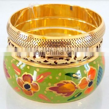 Green Horn bracelet on brass Wholesale Bangle set-Fashion Bracelet set-Bollywood fashion golden color imitation kada bracelets