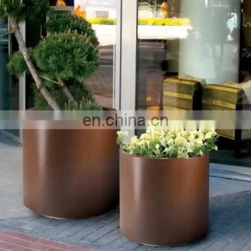 decorative outdoor big square rusted materl flower pot and planter
