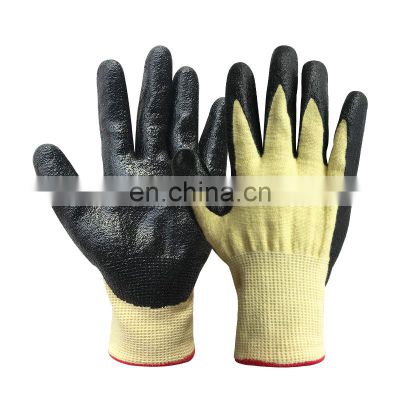 Cut and Heat Resistant Gloves with Granular Nitrile Coating  Cut Level D