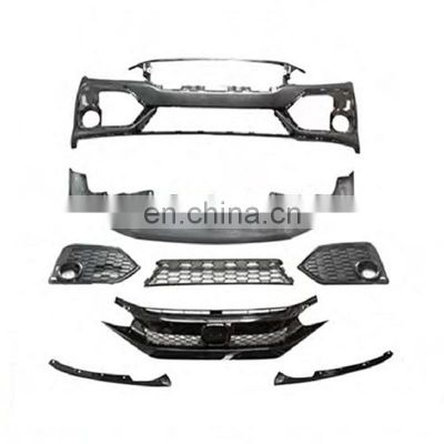 Retrofit Two Side Grille Front Bumper New Body Kits Mudguard Lip Accessories Body Kit For Honda Civic P103