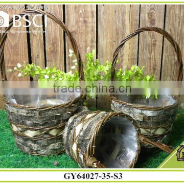 Natural material handmade wooden garden decorative willow flower baskets