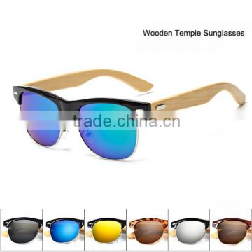 Newest Bamboo Sports Sunglasses Men Wooden Temple Sun glasses Women UV400 Mirror Original Wood Glasses