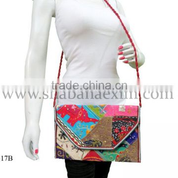 Attractive colors custom made embroidered bags from India, stylish purses with sling for ladies evening clutch bags