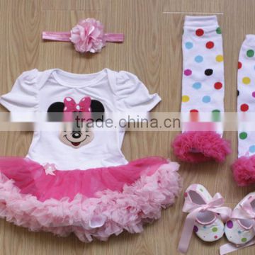 Baby Clothing 2015newborn baby clothes baby rompers tutu dress +head band+shoes+leggings 4pcs girls clothing sets Kids VestSK-12