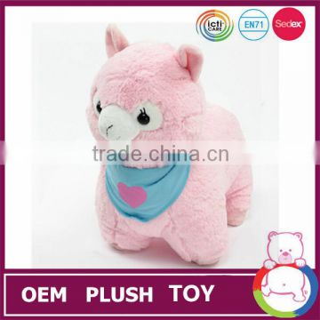 ICTI Fedex factory pink plush alpaca toy as gift 2015