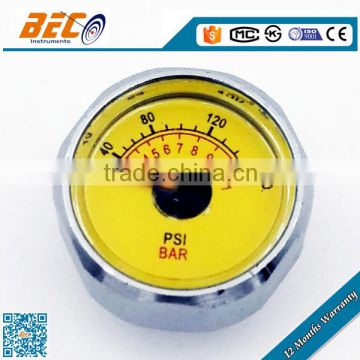 (YL-25D) 25mm high quality super small size saffron yellow color dial center back type micron gauge