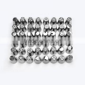 new 52 designs 304 stainless steel russian piping tips and cake decorating icing nozzles set