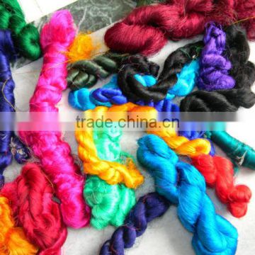 sari silk thrums in multi and single colors for yarn stores, fiber artisans, art and crafts, textile artists