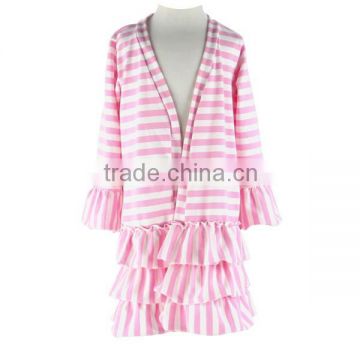 New fashion boutique cotton long sleeve strip ruffle baby korean girl coat