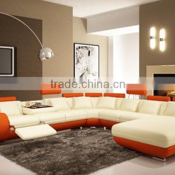 new style leather sofa with chaise and stool 109D