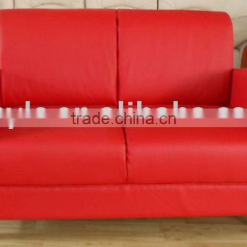 red color two seater leather sofa