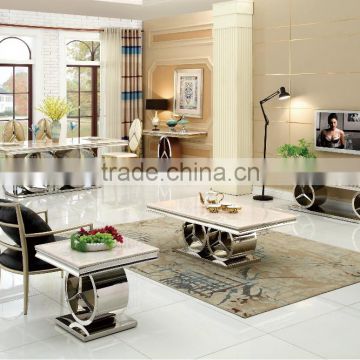 2016 luxury stainless steel dining table/ elegant marble Dining table for wholesale AH068