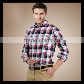Overseas wholesale suppliers sale polyester cotton long sleeve plaid shirt for men
