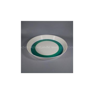 14.5inch Round Melamine Serving Tray With Line Emboss On Side Wall