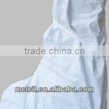 Disposable white PP non-woven anti-dust boot cover with elastic and strips